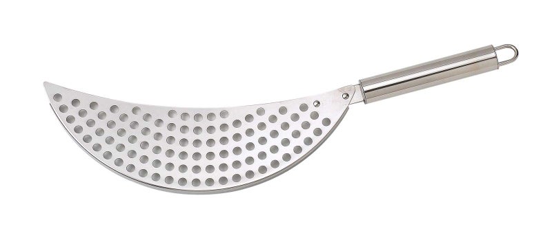 Killer's Instinct Ou Pan Pot Strainer with Handle Stainless Steel Hand Held Crescent Drainer for Spaghetti Fry Noodles Fruit Vegetable Pasta Strainer Colander Heavy Duty Food Drainers - Image 2